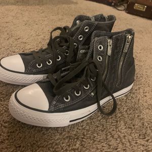 NWT Converse Zip Up Chucks Denim Grey Shoes Zipper